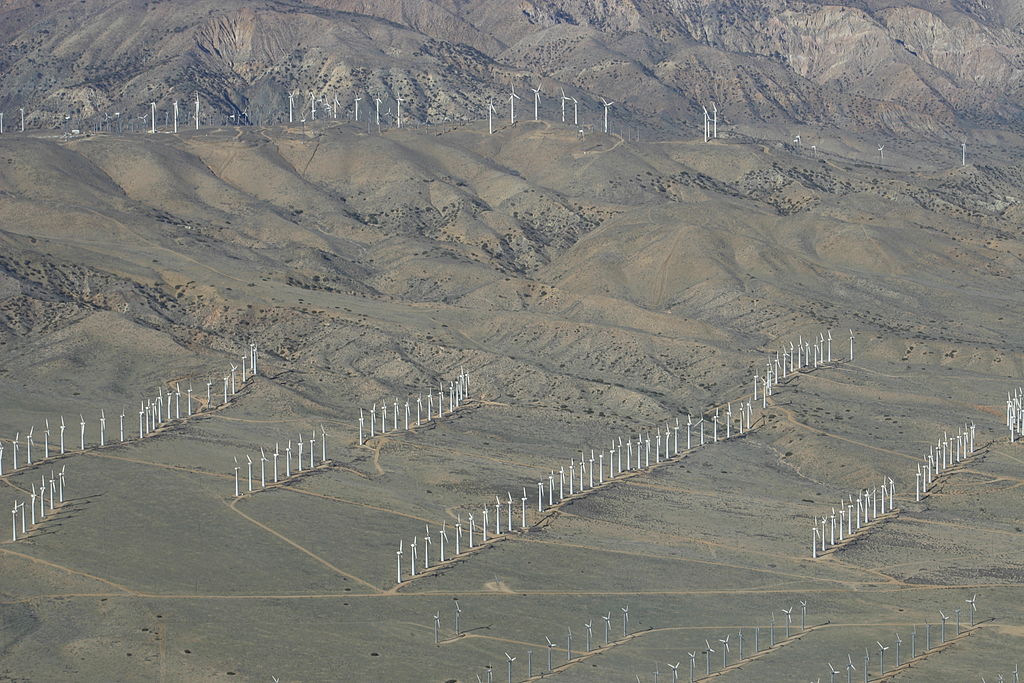 Photo of the Tehachapi Wind Farm from a aircraft